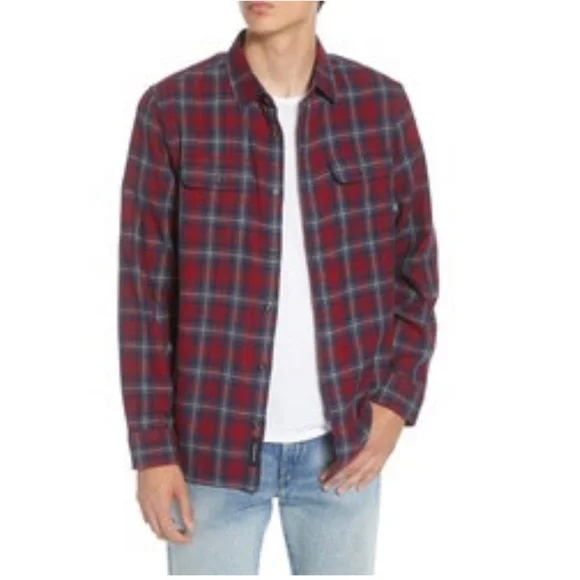 VANS Sycamore Classic Fit Plaid Button-Up Flannel Shirt Red Men’s VN0A36HM1OA - Picture 2 of 4